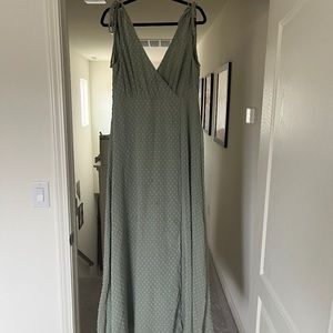 Romantic Possibilities Sage Brush Swiss Dot Maxi Dress